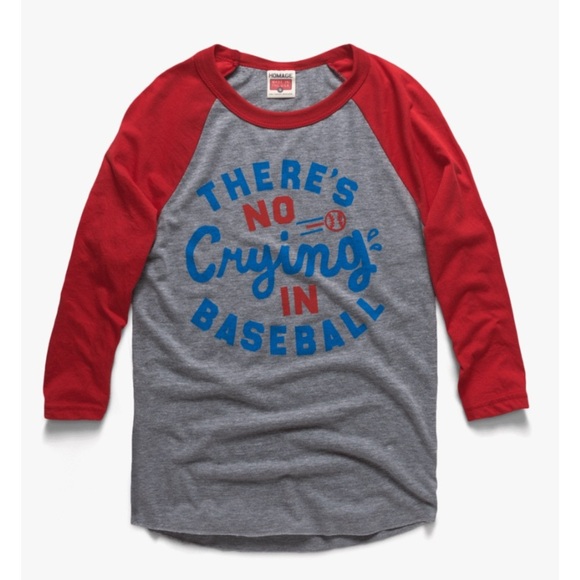 HOMAGE Tops - Red and Grey Baseball 3/4 Sleeve Raglan Tee